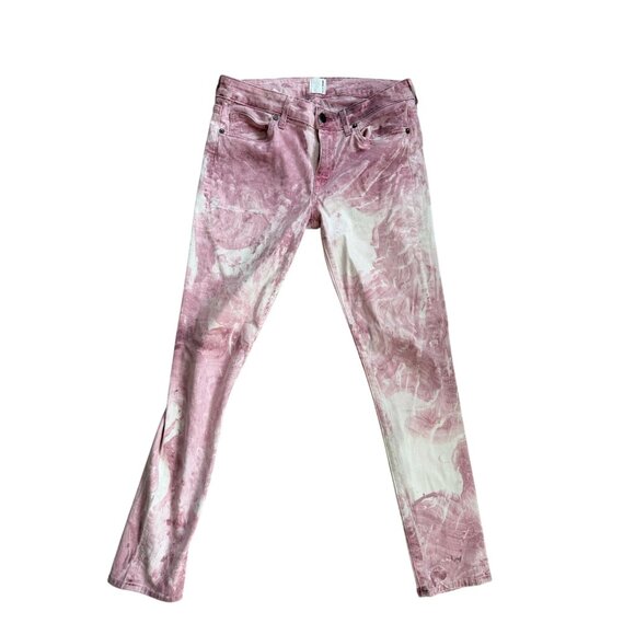 FLYING MONKEY Red White Swirl Dyed Denim Skinny Jeans Size 29 - Picture 8 of 9